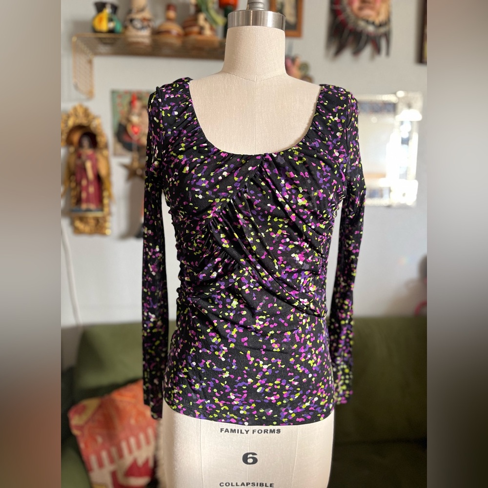 Y2K Kenneth Cole purple green 100% nylon top